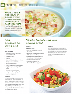 Cold salads and soups for the hot weather